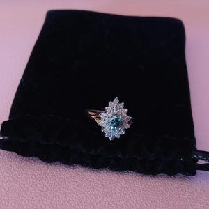 Blue & White Diamond Ring